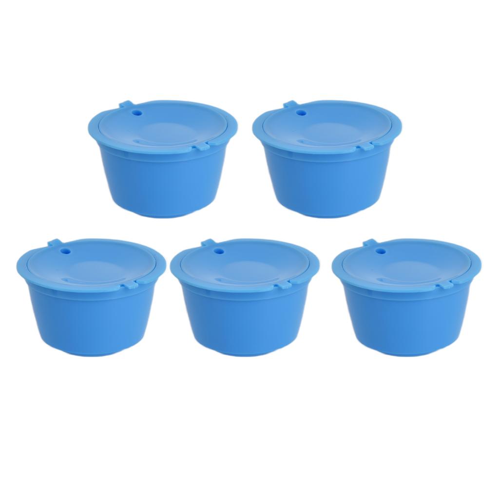 5Pcs 50ml Coffee Capsule Reusable Coffee Filter Cup with Spoon for DOLCE GUSTO Coffee MachineBlue