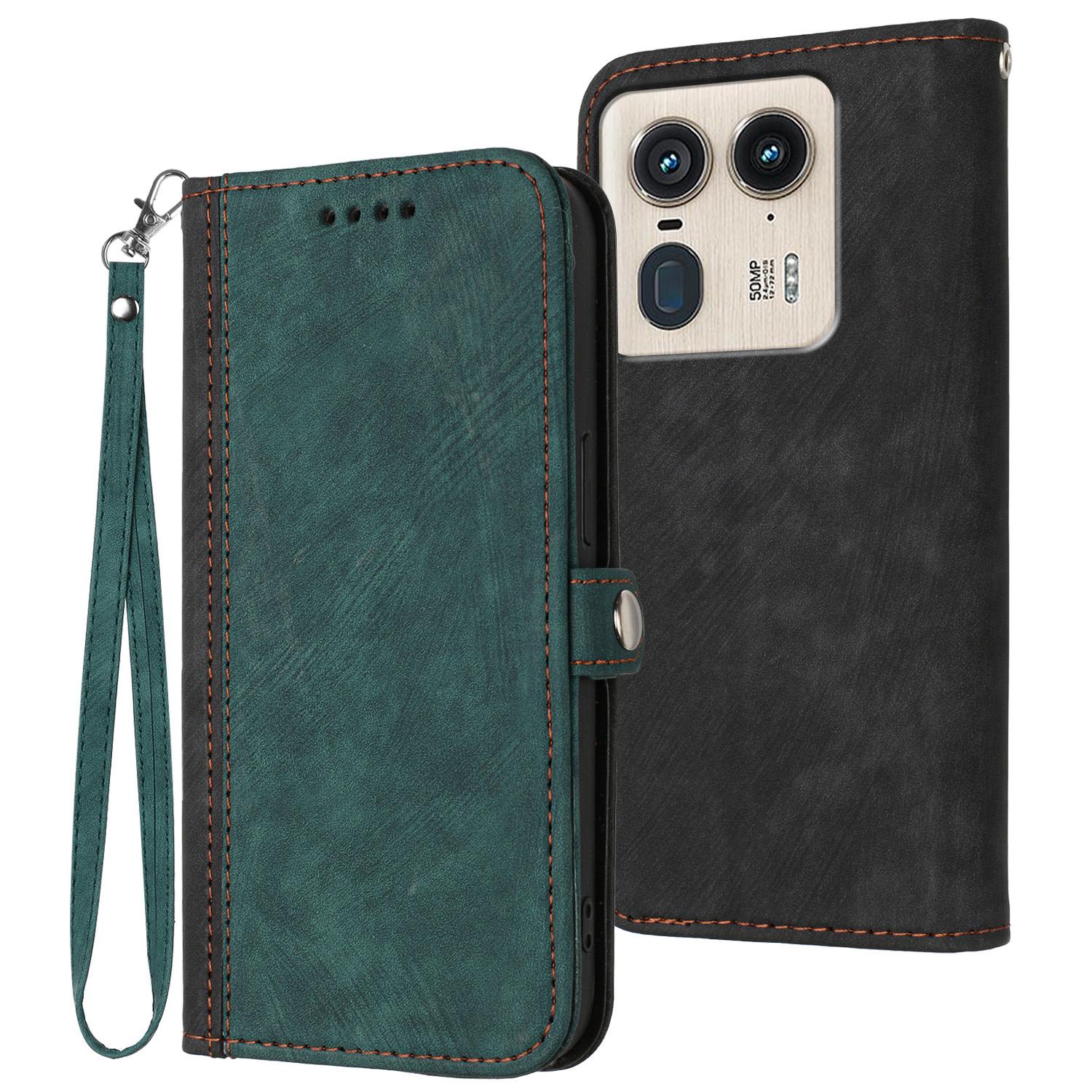 

YX0020 For Motorola Edge 50 Ultra 5G/Moto X50 Ultra 5G Wallet Case Phone Leather Cover Blackish Green