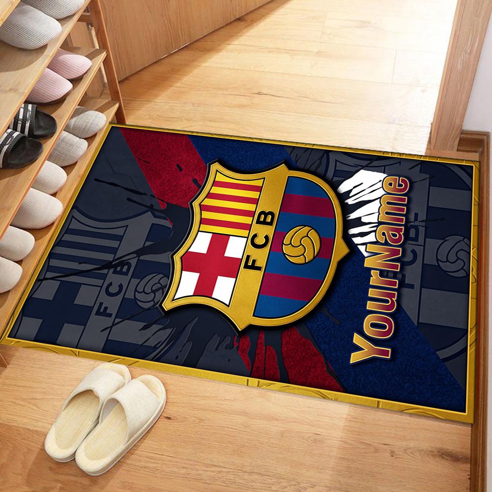 FC Barcelona personalisierter Namens-Teppich Perfekt für Esszimmer im Freien Eingangsbereich Flur Rutschfester Teppich Büros Dekorieren Hochzeitsfeier Geschenk