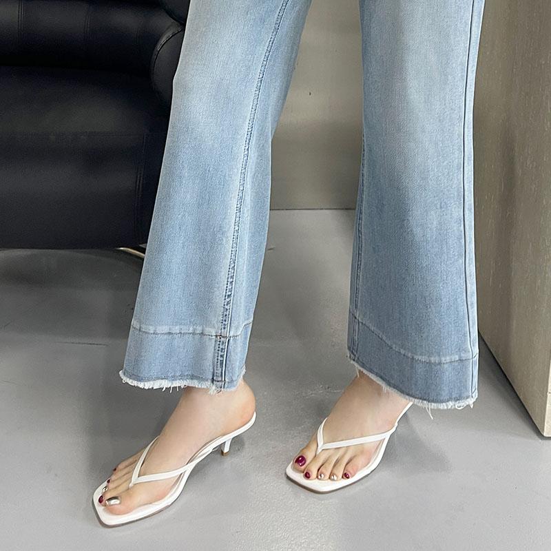 Fashion Fashion Women Heeled Slippers Slides Sandals Shoes Summer Beach Female Flip flops Ladies Thin Heels Slippers Pumps Big Size 43