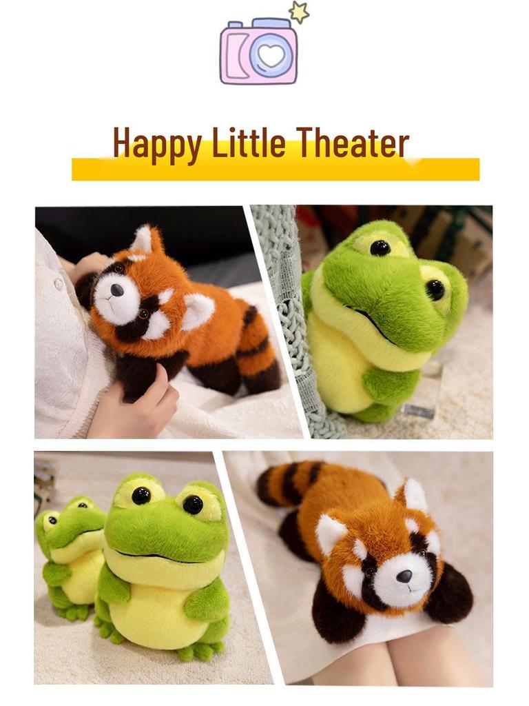 Plush Toy: Green Frog, Sleepy Raccoon, Panda Pillow - Children's Gift