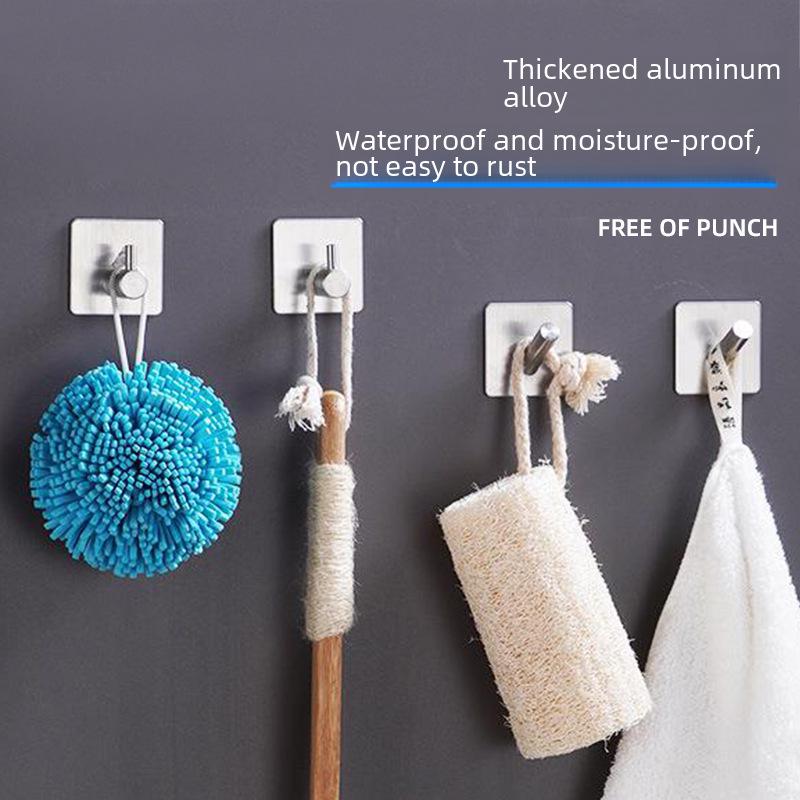 Punch-Free Strong Adhesive Stainless Steel Hook for Bathroom, Toilet, Kitchen, or Clothes - Wall-Mounted Metal Storage Hook