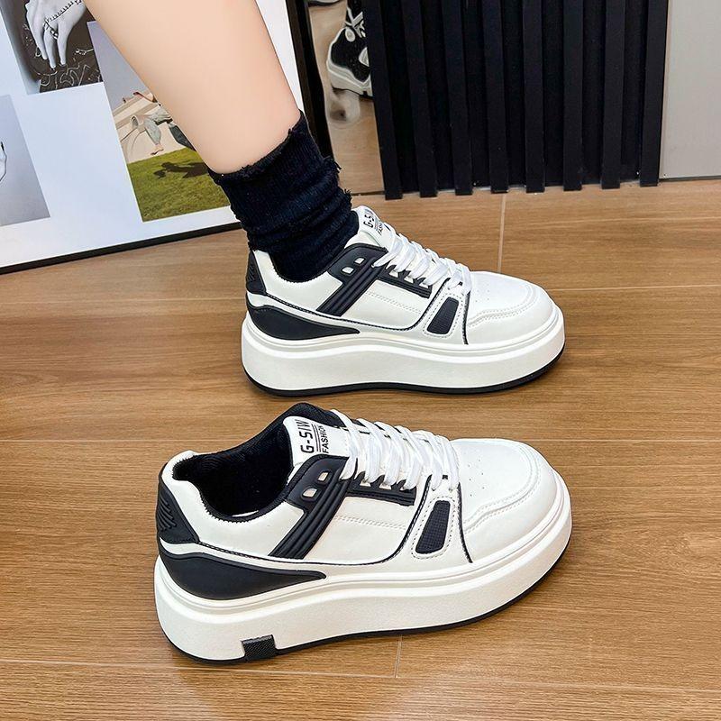 High-heeled Sports and Leisure Shoes Women's Summer New Thick-soled Heightening Women's Shoes Thick-soled College Style Thin Board Shoes