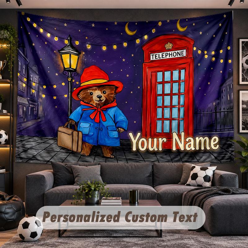 Wall Hanging Tapestry Custom NamePaddington Pattern Personalized Printed Fabric Wall Decor