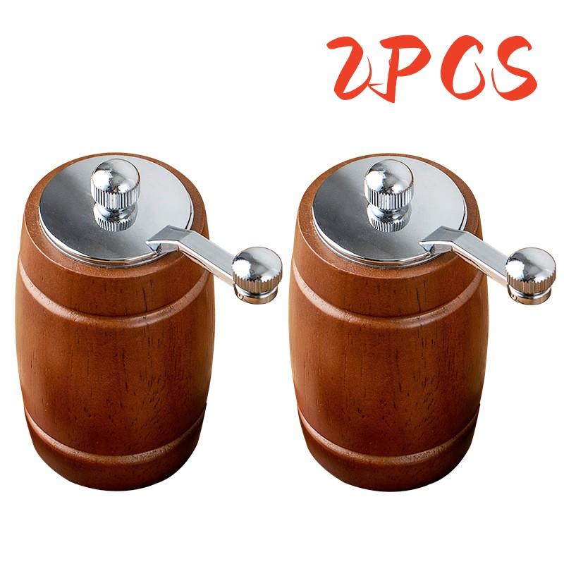

Креативный набор мельниц для перца Barrel из цельного дерева, ручная мельница для морской соли и черного перца, бытовая кухонная мельница для свежего черного перца