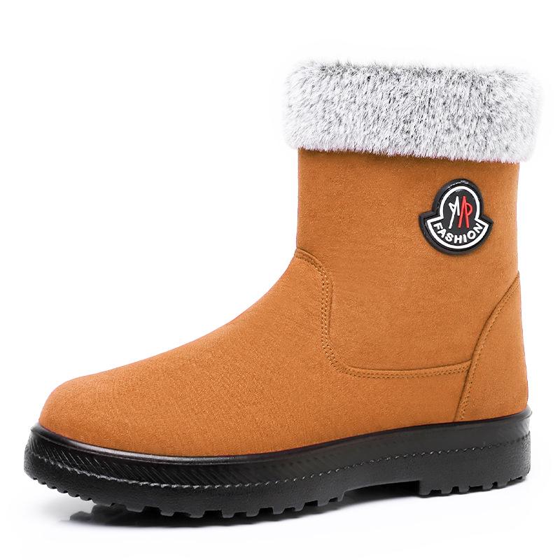 

Женские зимние слипоны-снегоходы на флисовой подкладке - до середины икры, нескользящие, теплые хлопковые ботинки 37 коричневый