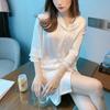 Sleepwear for Women Summer Ice Silk Sexy Thin Style Spring and Autumn Shirt Collar, Medium Length Pajamas