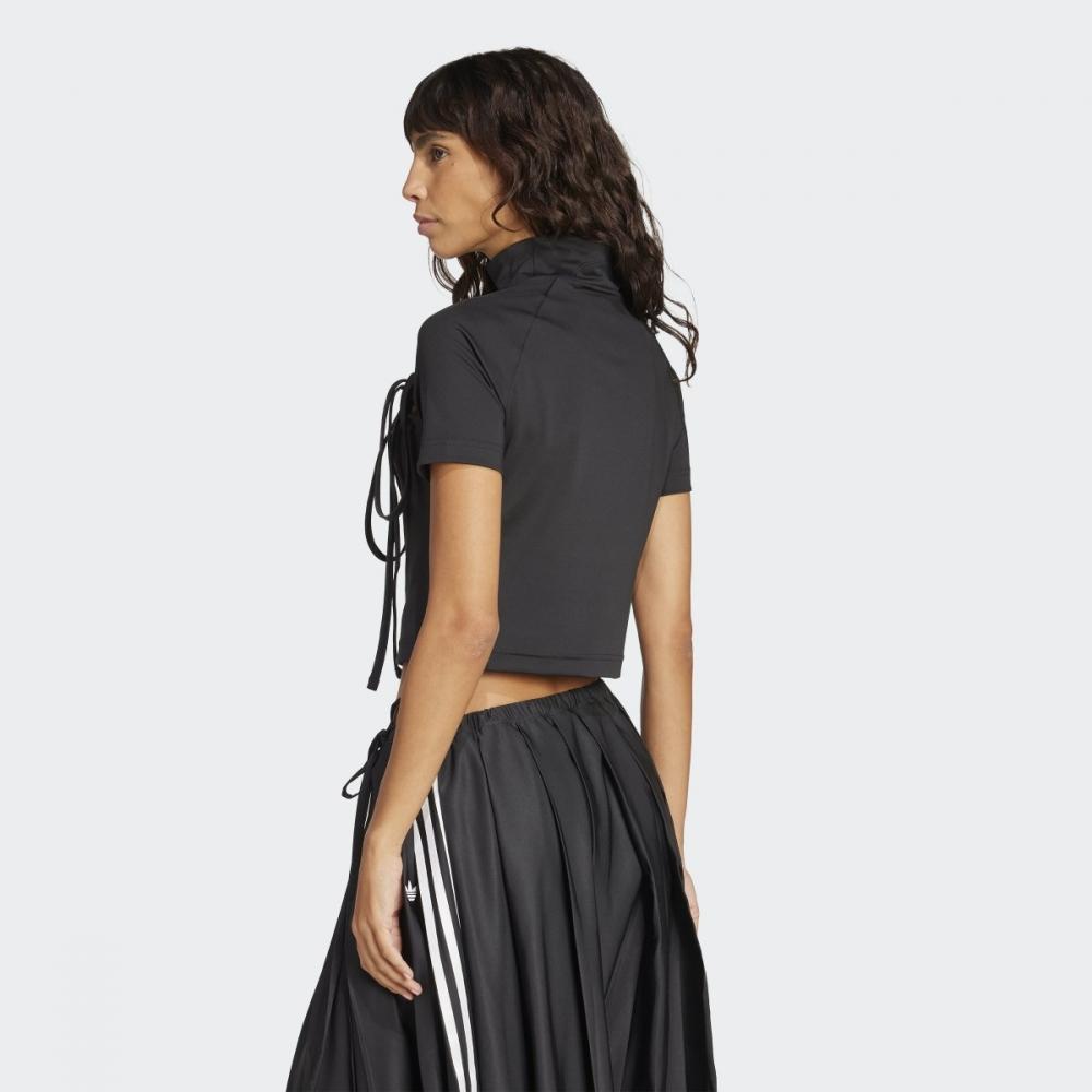 Adidas Cutout Mock Neck Crop Top With Ribbons  Jx2537 