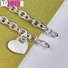 925 Sterling Silver Solid Heart Pendant Bracelet Jewelry