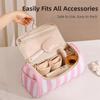 Large Capacity Travel Storage Case Striped Cosmetic Organizer Travel Toiletry Bag  Travel Use