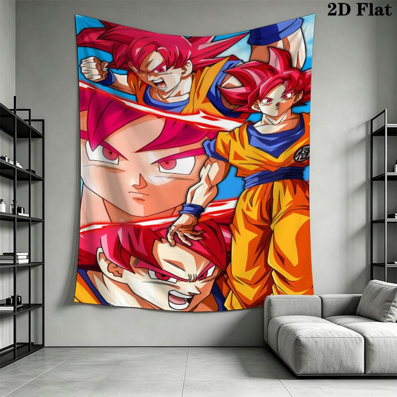 Cartoon Son Goku Wall Tapestry Aesthetic Wall Hanging Printed Fabric Blanket Decorative Tapestries For Bedroom Living Room Home Decor