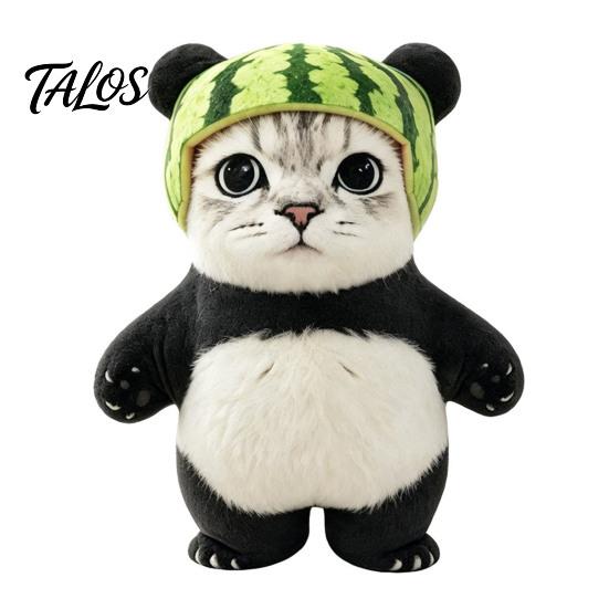 Plush Bag Charm Cat Panda Doll with Watermelon Hat, Cute Soft Stuffed Animal Unique Toy Toy, Charm, Gift for Kids Girls Home Decor Decorative