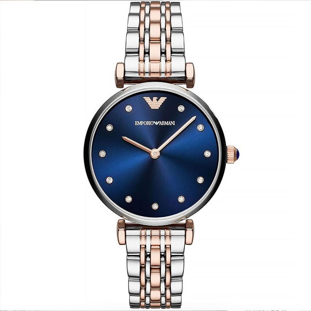 Emporio Armani AR11092 Gianni T Bar Crystal Blue Dial Two Tone Ladies Watch