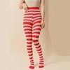 Gothic-Punk-Strumpfhose für Damen, gestreift, Regenbogen, lange Strumpfhose, Halloween, Weihnachten, hohe Taille, Cosplay-Strumpf, elastische, dünne Legging