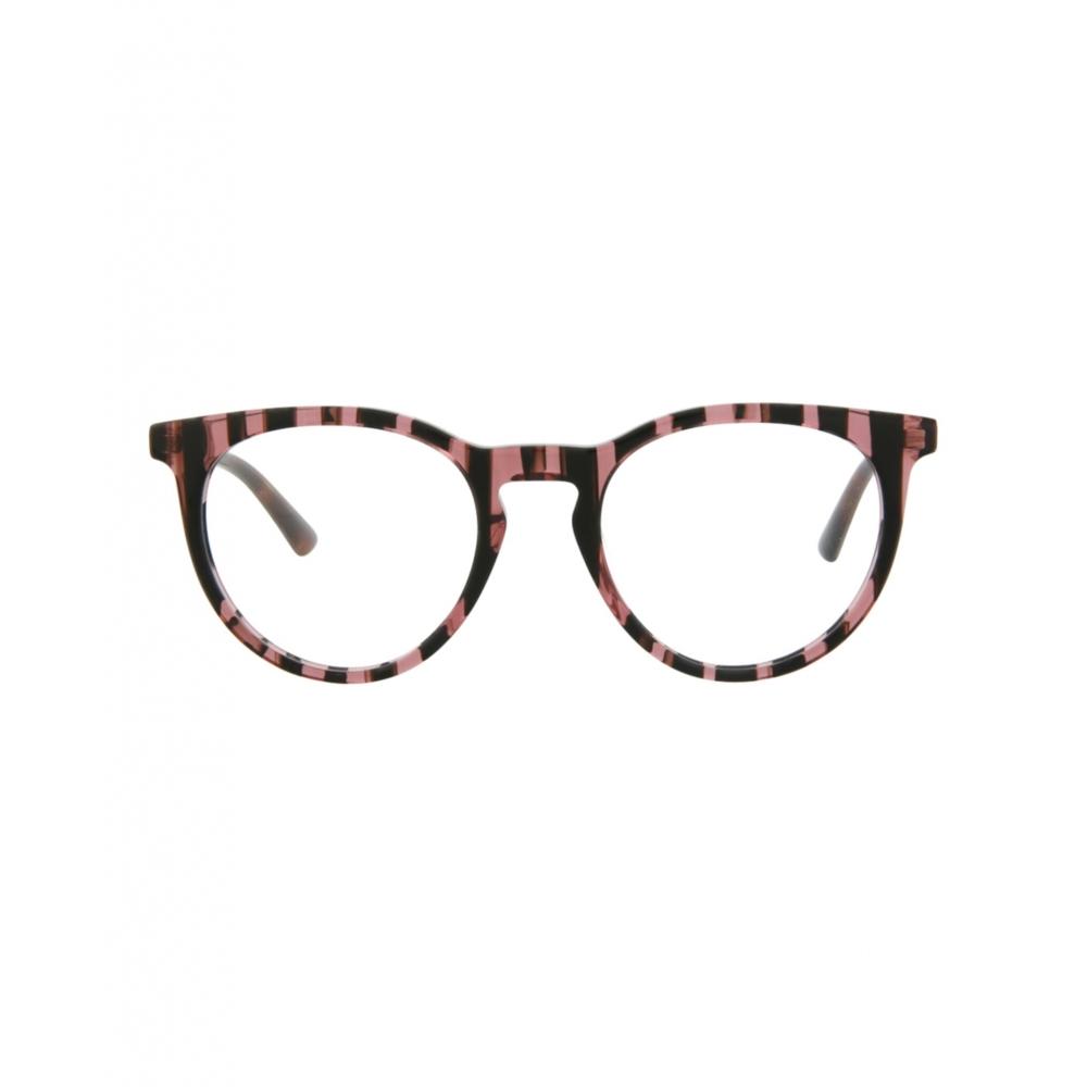 

McQ Alexander McQueen Round Frame Acetate Optical Frames burgundy havana transparent