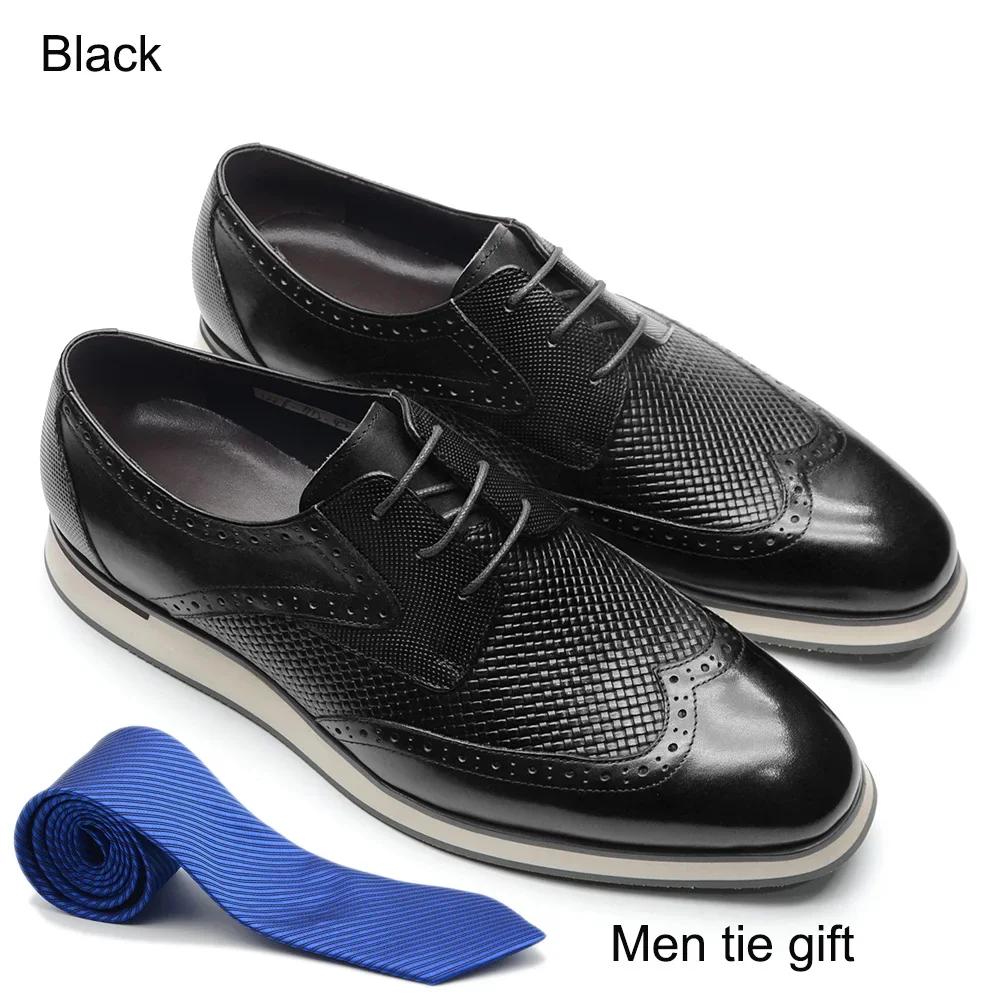 

XEBOS Genuine Leather Men s Casual Derby Shoes 3-eyelet Lace-up Wing Tip Brogue Weave Print Sneakers Oxford Daily Footwear Male 46