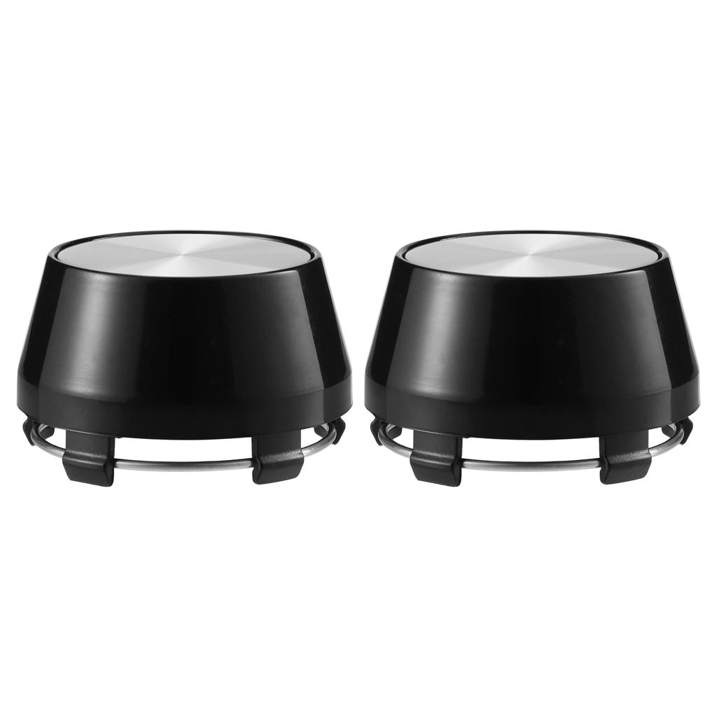 ACROPIX Wheel Rim Hub Center Caps 60mm 5 Clips with Silver Tone Stickers, Black, 4pcs