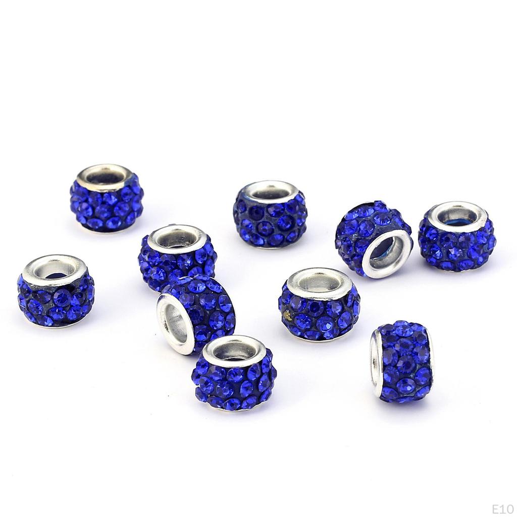 Alloy European Rhinestone Beads 8x10mm Large Hole Loose Spacer DIY Jewelry Making