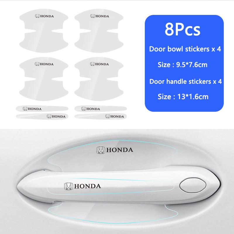 

8pcs Car Door Handle Stickers TPU Scratch Resistant Sticker For Honda Civic Fit Jazz Accord Pilot CRV Odyssey Passport City HRV