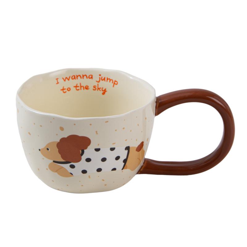 

Creative Protection Puppy Ceramic Mug Personality Simple Home Coffee Mug Office Breakfast Milk Mug 300ml