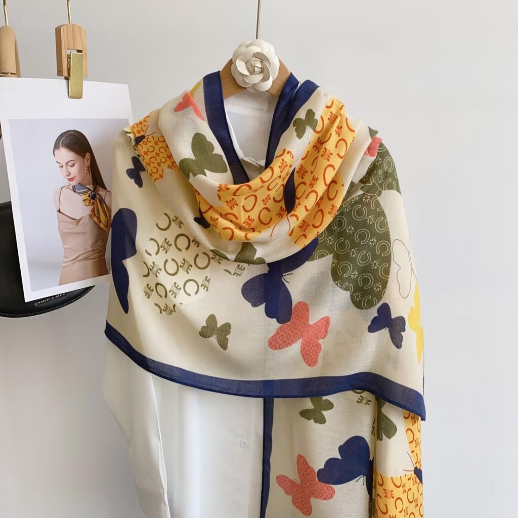 Korean Version Spring and Summer New Cotton and Linen Yarn Thin Silky Shawl Travel Sun Protection Beach Towel Women's Scarf Silk Scarf
