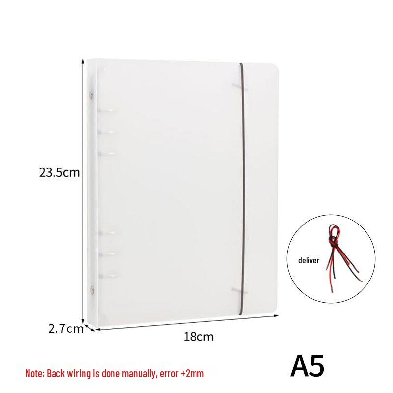 Translucent Frosted Loose-Leaf Binder with Strap - A5/A7/A6/B5 Sizes, 6/4/9 Holes