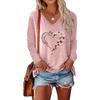 Plus Size, 2025 Spring/Autumn New Positioning Heart Print V-Neck Long Sleeve,