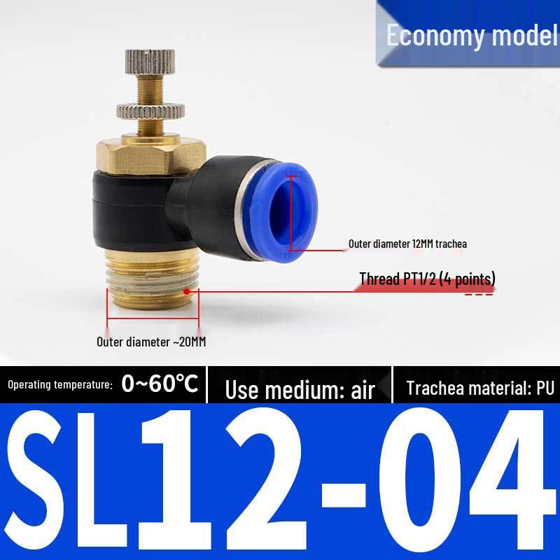 Connettori Pneumatici a Innesto Rapido: Raccordi per Tubi dell'Aria e Valvola a Farfalla con Controllo di Velocità SL4/6/8 per Cilindri