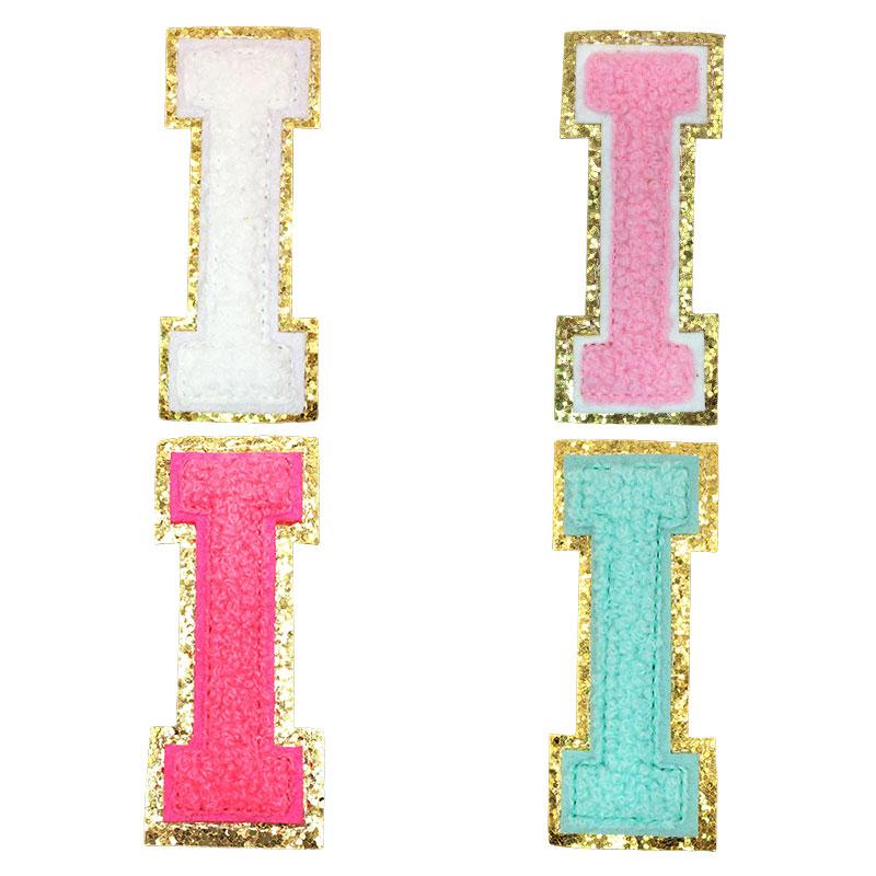 4Pcs Chenille Letters Patches Embroidery Iron On Letters Patch Appliques For Clothing Sticker Diy Accessories Large Size: 8.2Cm