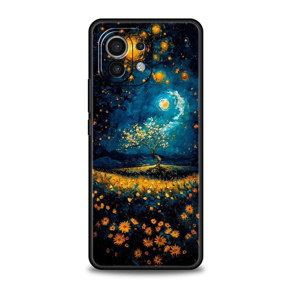 Gwieździsta noc van Gogh Etui na telefon do Xiaomi 14 13 12 11 Lite 13T 12T 11T Pro 9T Mi Poco X6 X5 M3 X3 Pro F5 F4 F3 5G Czarne Etui