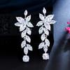 Long Flower Celebrity Zircon Stud Earrings, Temperament Inlaid Zircon Earrings, Street Stage Accessories