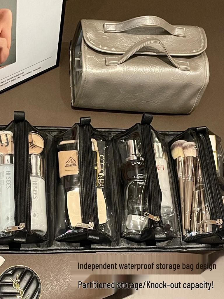 Versatile Travel Makeup Bag: Detachable, Portable & Spacious 4-in-1 Toiletry Organizer