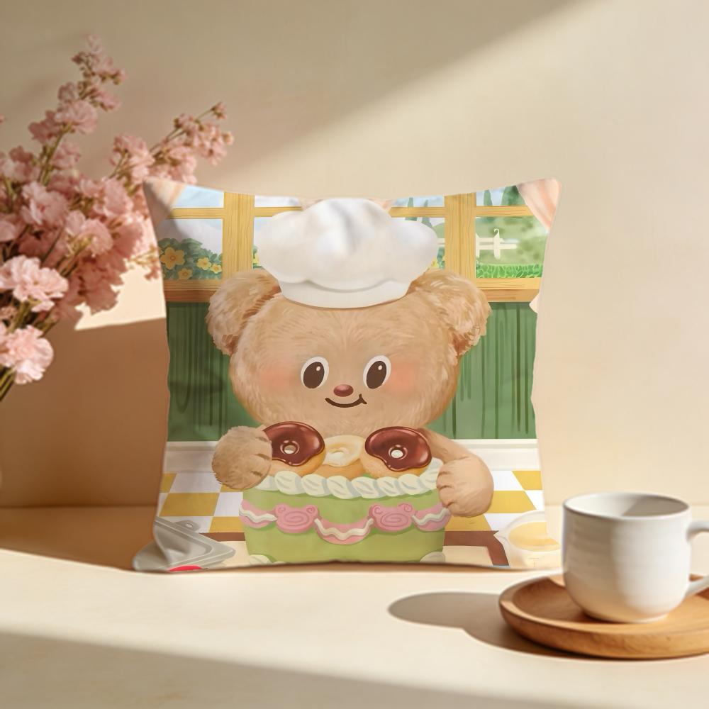 Trendy BButter Beariou Cushion Cover Stylish Washable Pillow Cover Ideal for Couch Bedroom Car Decoration