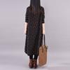 Loose Women's High Neck Floral Cotton Linen Dress