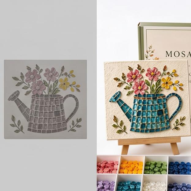 Cottage Garden Mosaic DIY Kit Glass Mosaic Craft Kit for Adults  Beginners Handmade Flower Garden Art Home Decor Handcraft Gift for Women/VINTAGE