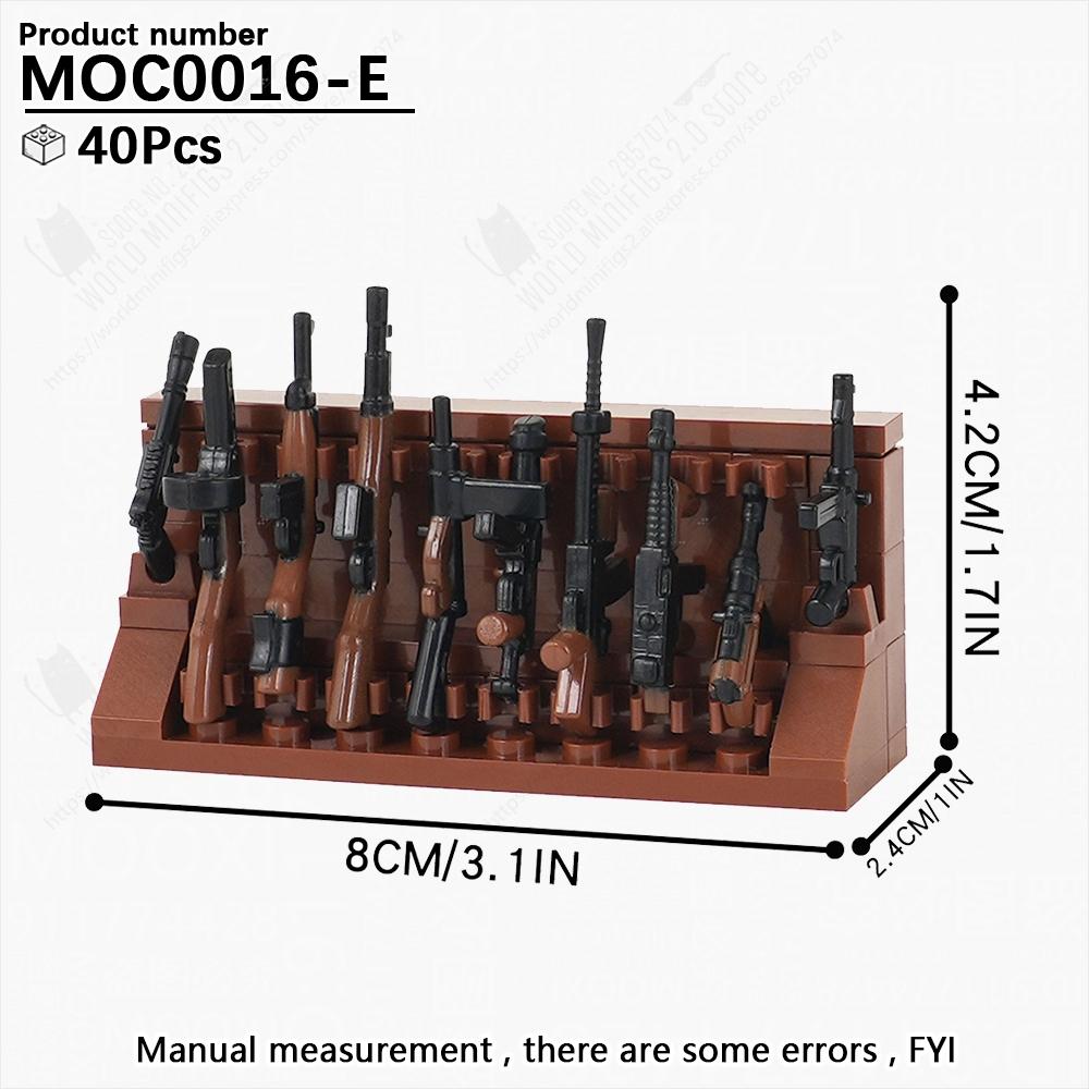 MOOXI WW2 Military Series Weapon Rack Guns Collection Model MOC Bricks DIY Assembled Building Blocks Toys For Boy Birthday Gifts