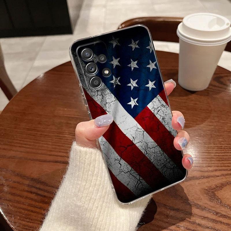 American USA Flag Eagle For Samsung Galaxy A55 Case A54 A52 A53 5G A15 A14 A13 A21S A23 A51 A34 A35 A33 A32 A72 A71 Phone Cover