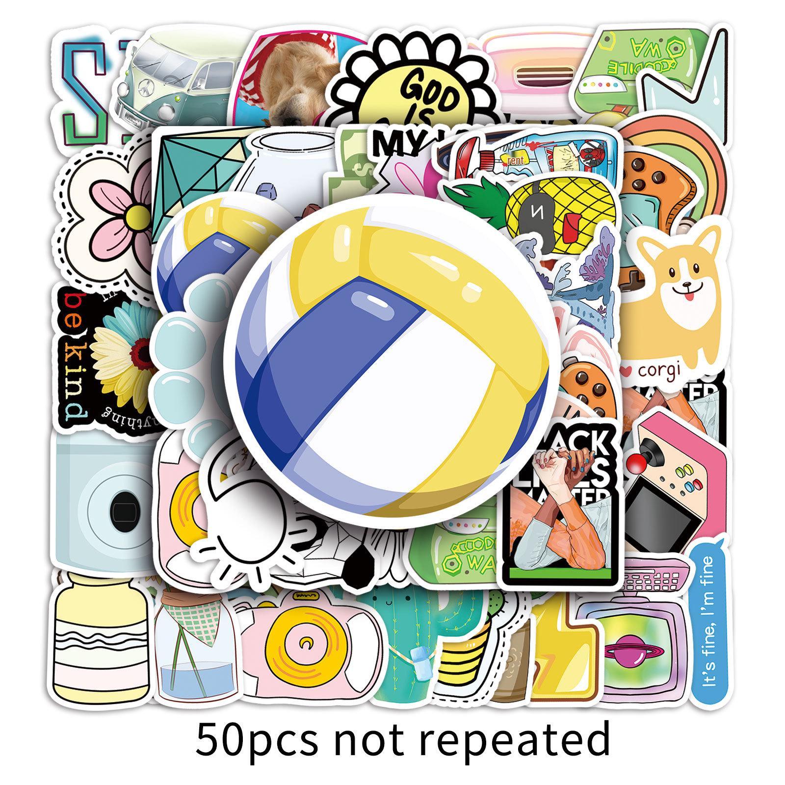 50PCS Cute VSCO Cartoon Stickers: Waterproof Decals for Notebooks, Cars, Luggage, and More