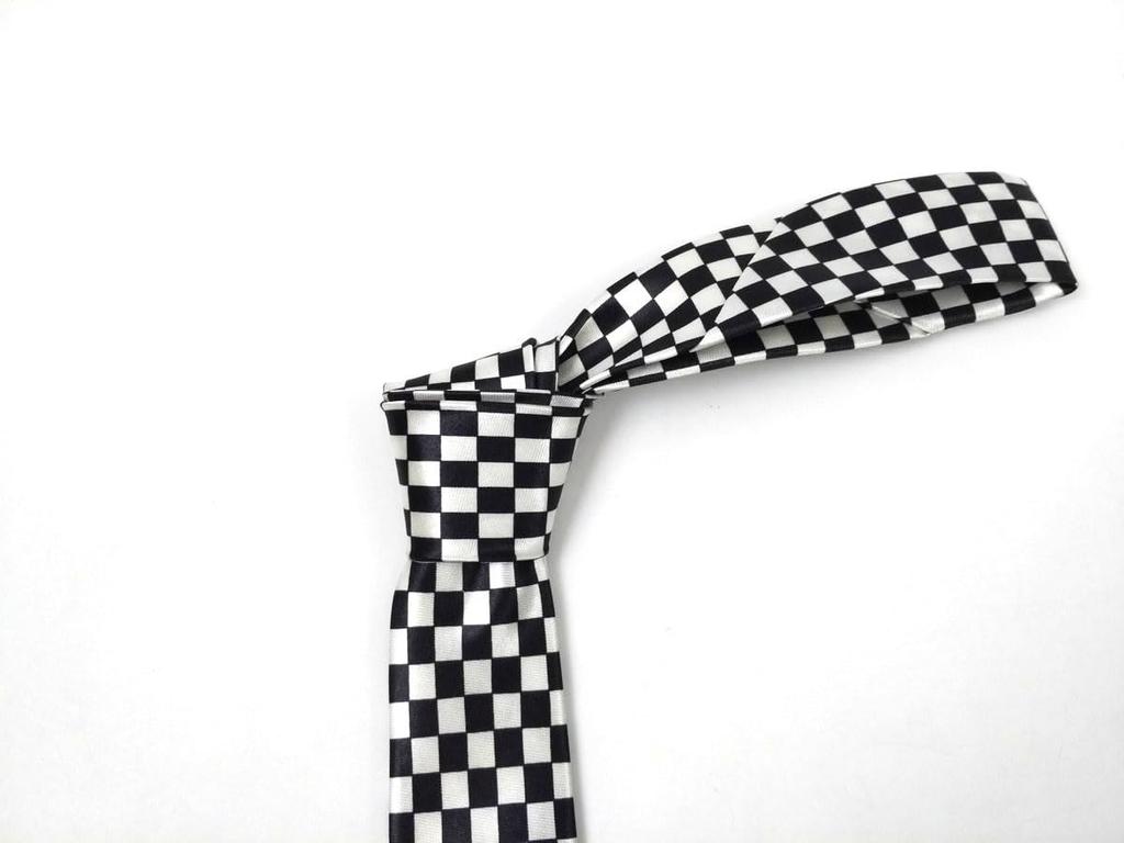 [F NODE] Checkerboard Necktie, Black and White, Party Necktie, 5cm Wide
