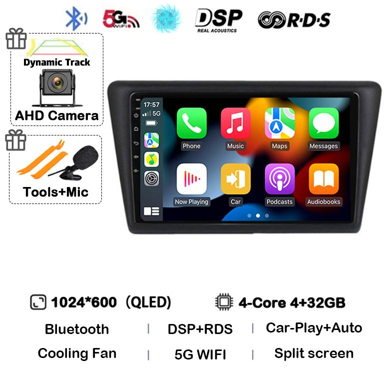Android 14 WIFI+4G Car Radio For Skoda Rapid 2012 2013 2014 2015 2016 - 2020 Carplay Auto Multimedia GPS Video Player DSP Stereo
