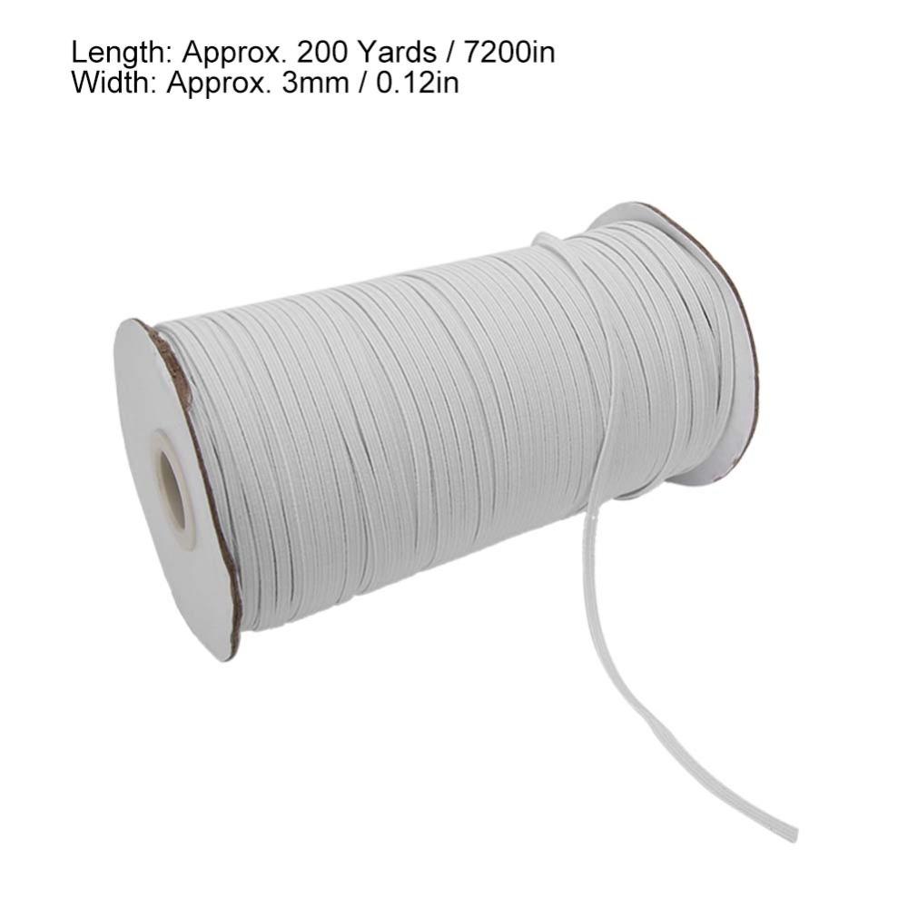 1pcs 200 Yards Length Flat Elastic Band 1/8 Inch Width Knit Elastic Ribbon For DIY Crafts