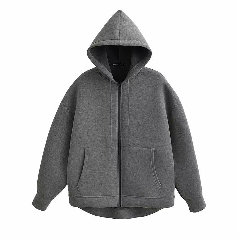 202 European and American Winter Retro Sweater Zipper Sweatshirt Fashion Long Sleeve Street Parka Women Outside
