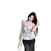 Women’s Elegant Strapless French Floral Slim-Fit Top - Sleeveless Spring/Summer Wear with Skirt-Like Hem