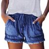 2026 New Elastic Waist Drawstring Casual High-Waisted Slimming Women's Denim Shorts