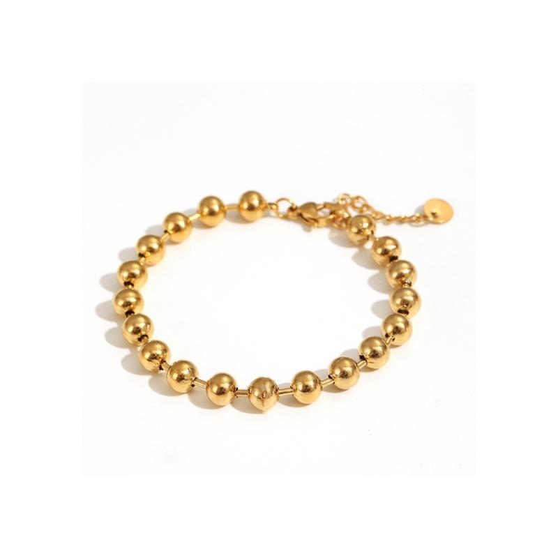 Stainless Steel Beaded Bracelet With 6mm Or 8mm Beads For Women And Men Smooth Polished Design For Daily Wear
