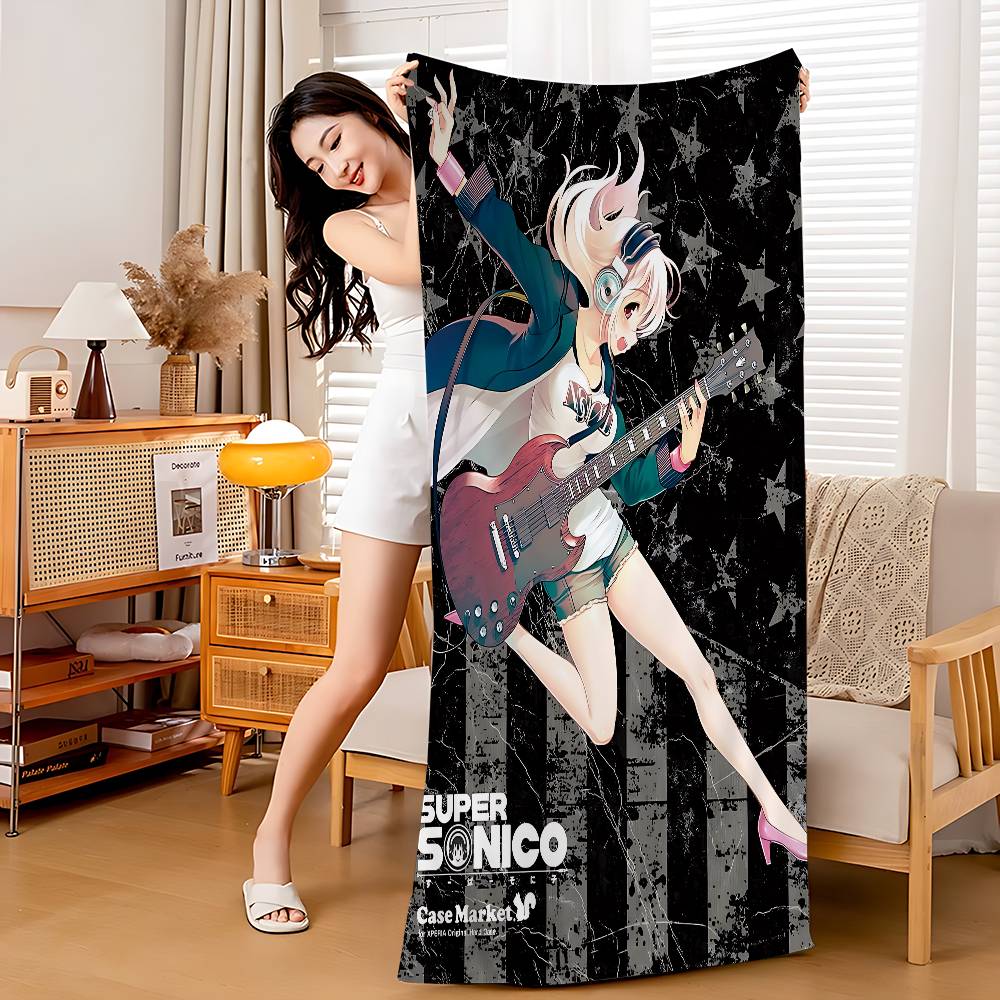 S-Super S-Sonicos Bath Towel Microfiber Soft Water Absorbing Breathable For Girl Kids Decorative Cartoon Beach Towel