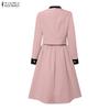ZANZEA Women Long Sleeve Blouse and A-line Skirts Casual Two Piece Suit Sets