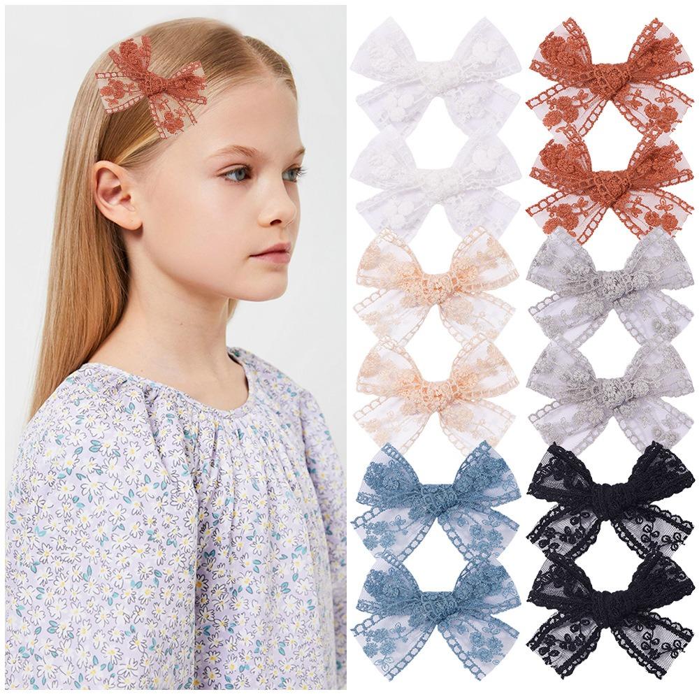 Fashion Baby Girls Hair Clips Handmade Bows Hairclips Lace Cutout Bowknot Hairpin Hair Accessories