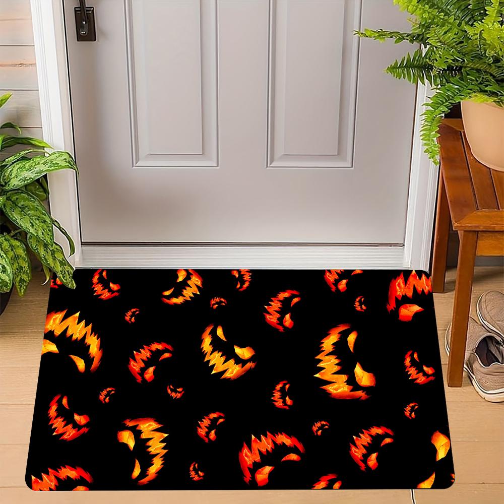 Halloween Bat Pumpkin Carpet Soft Flannel Mat Rug Home Decoration Spider Web Horror Atmosphere Party Non-Slip Floor Decor