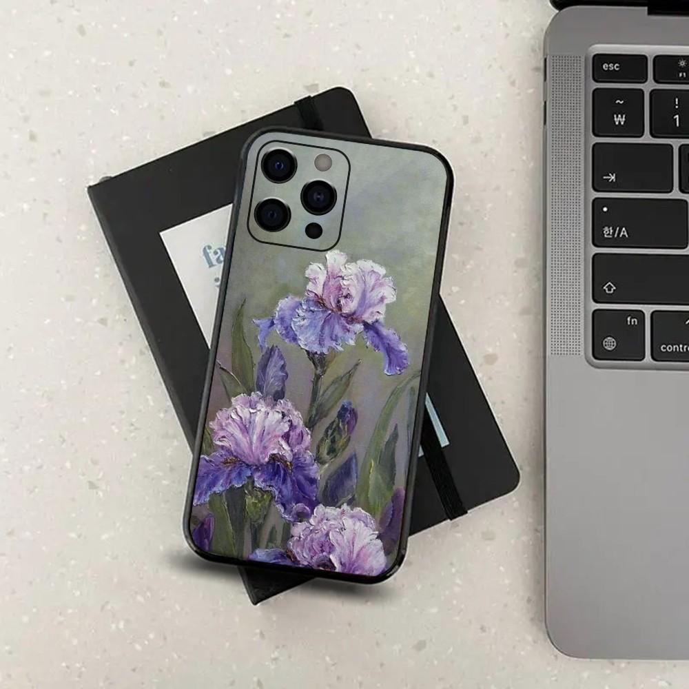 Fragrant Iris Phone Case For Apple iPhone 15,14,13,12,11,Pro,X,XS,Max,XR,Plus,Mini Soft Black Cover